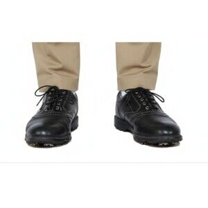 FootJoy Dryjoys Golf Shoes 53633 Black Pebbled Leather Men's Size 10.5 Wide EUC